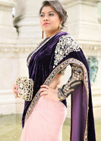 Pochette à sari rose