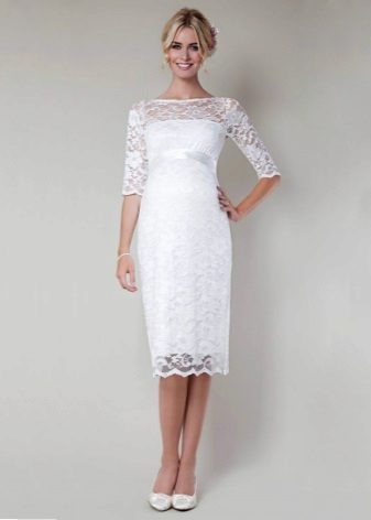Robe de mariée de maternité de longueur moyenne
