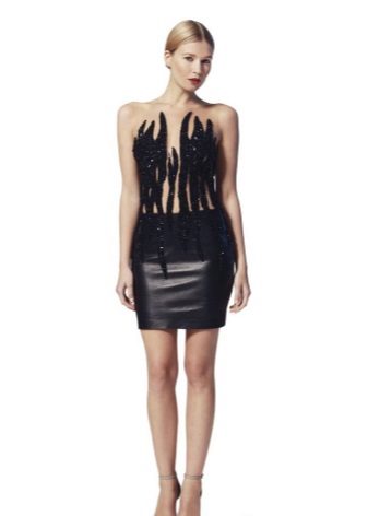 Robe avec jupe en cuir