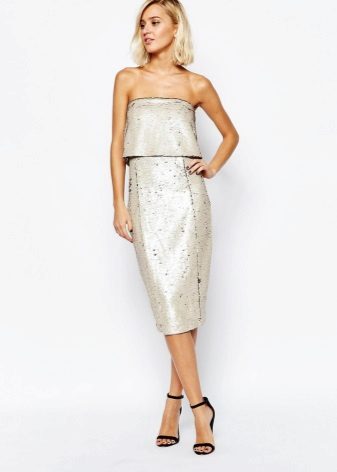 Robe bandeau mi-longue gris clair