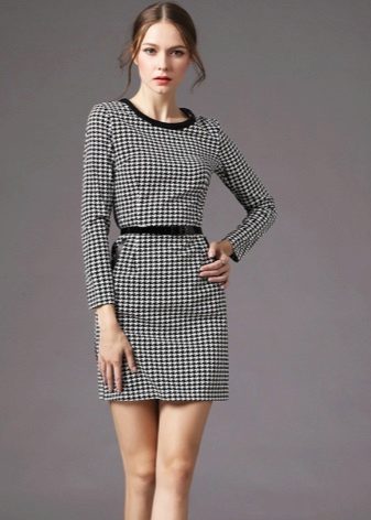 Robe fourreau imprimée pied de poule