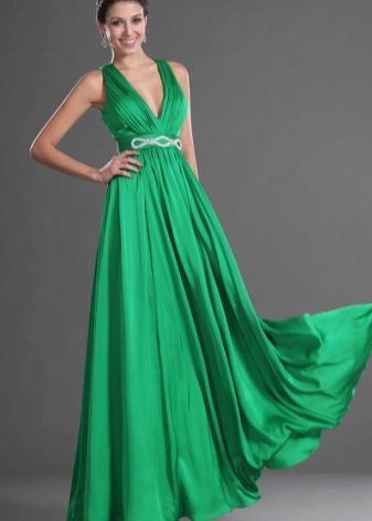 robe de satin fluide verte