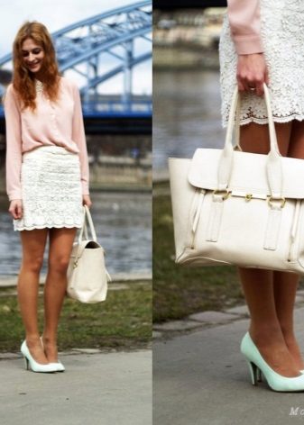 jupe crayon en dentelle blanche