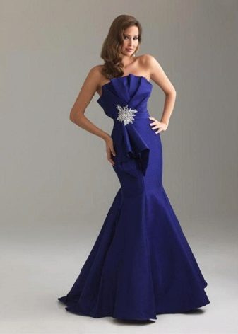 robe sirène en taffetas bleu marine