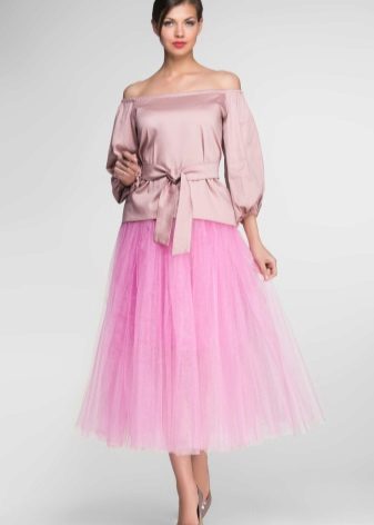 jupe en tulle rose