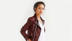 Veste en cuir marron