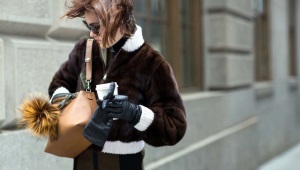 Luvas de couro de inverno das mulheres