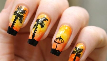 Manucure noir-orange: charme et appel