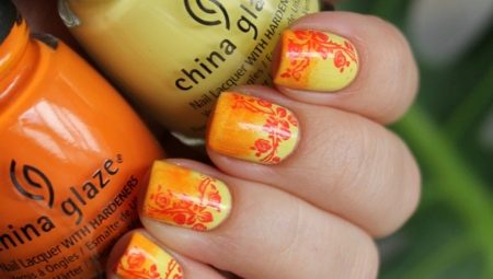 Manucure jaune-orange efficace