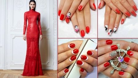 Manucure sous la robe rouge: options et choix de design