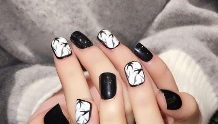 Options de manucure en noir et blanc pour les ongles courts
