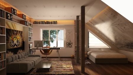 Chambre dans le grenier: aménagement et design