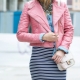 Veste en cuir rose