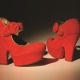 Chaussures en daim rouge