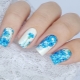 Manucure brillante et inhabituelle avec des bleuets