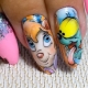Dessins animés sur les ongles: caractéristiques et idées de design