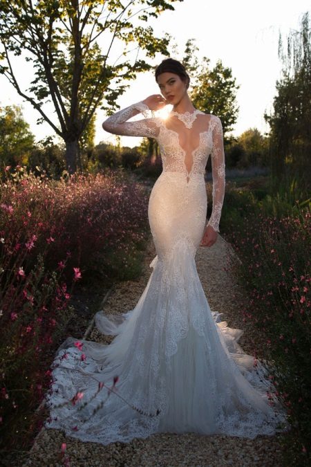 Robe de mariée longue sexy avec dentelle