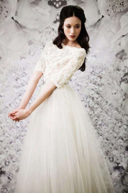 Robe de mariée modeste à manches
