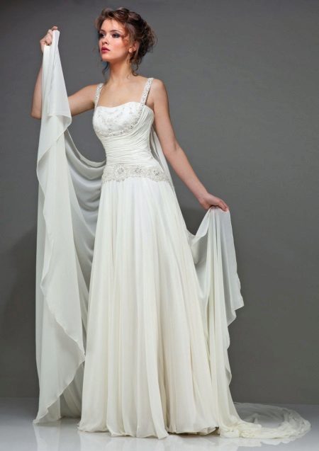 Robe de mariée à la grecque à fines bretelles