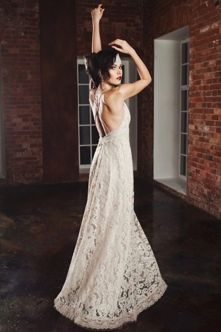 Robe de mariée rustique à dos ouvert