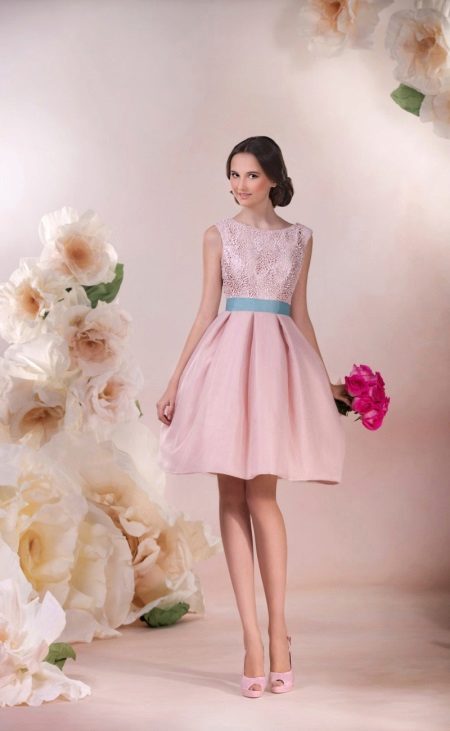 Robe de mariée de libellule rose court