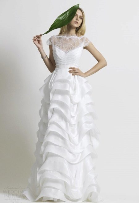 Robe de mariée avec top transparent fermé