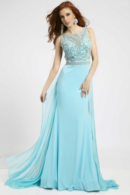 Robe turquoise soirée ajourée