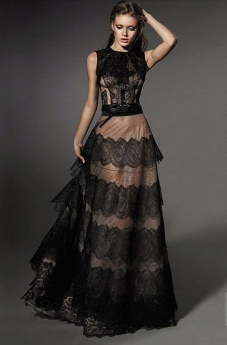 Robe de soirée de Yolan cris avec de la dentelle