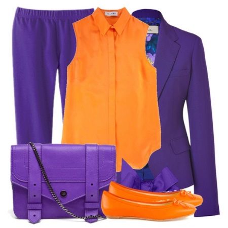 Violet avec orange - robe et veste