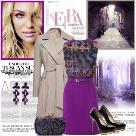 Robe violette marron / beige