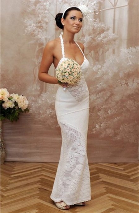Robe de mariée avec empiècements de filet