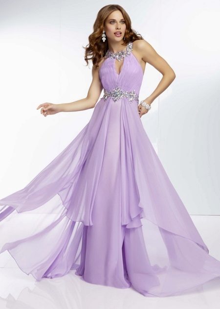 Robe de soirée violette droite