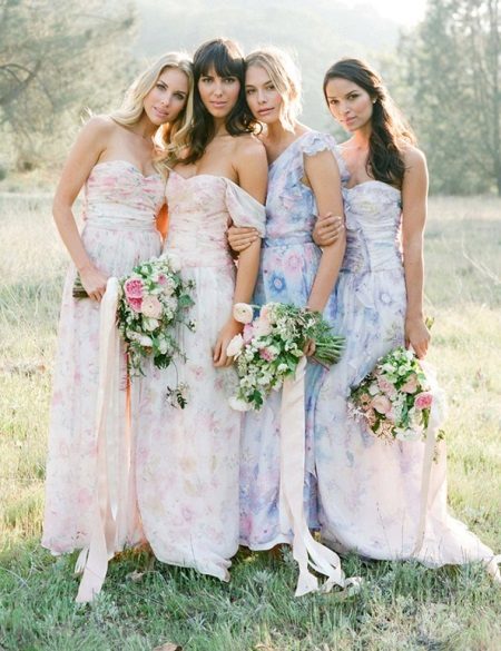 Robes délicates pour demoiselles d'honneur au sol