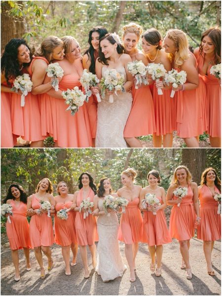 Robes de demoiselle d'honneur de corail de la même couleur