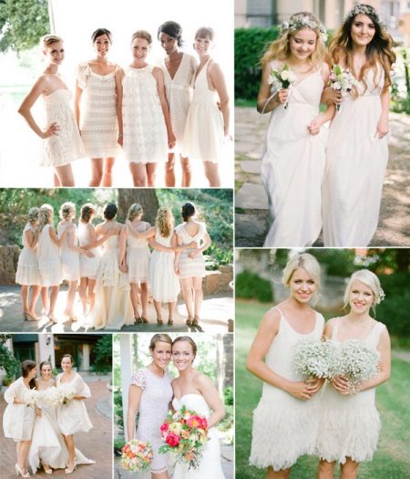 Robes blanches pour demoiselles d'honneur