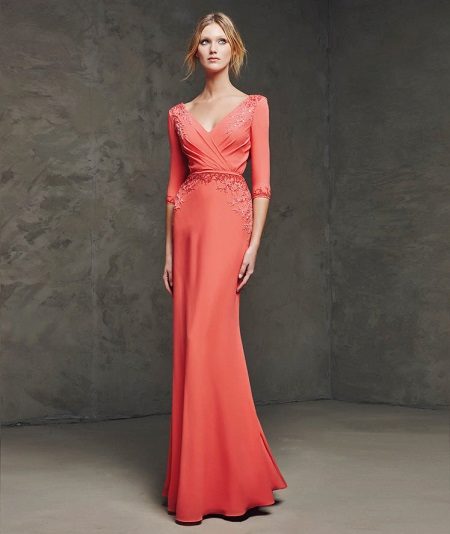 Robe de soirée du Pronovias corail