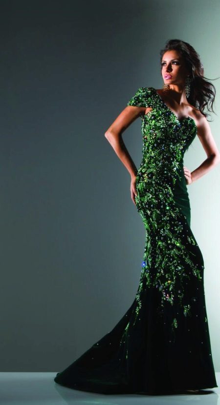 Robe de soirée verte avec strass