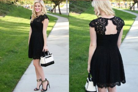 Robe de soirée courte en dentelle noire