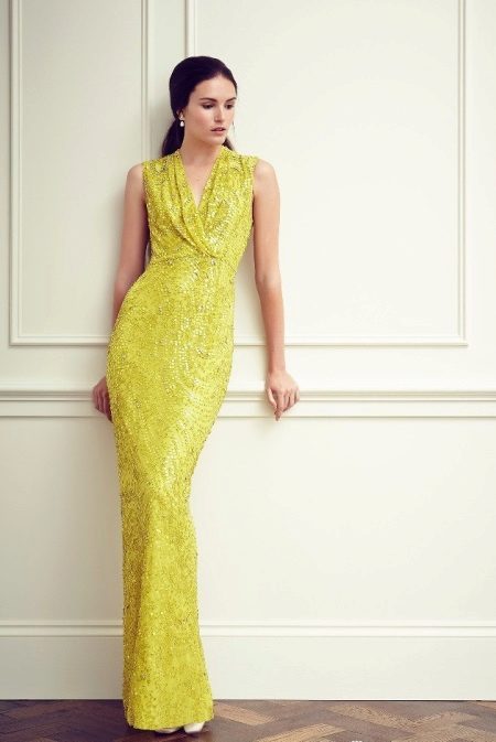 Robe de soirée cher jaune