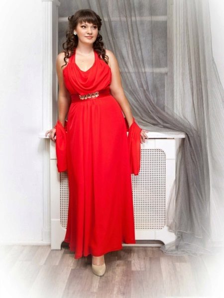 Robe de soirée rouge élégante jusqu'au sol pour le complet