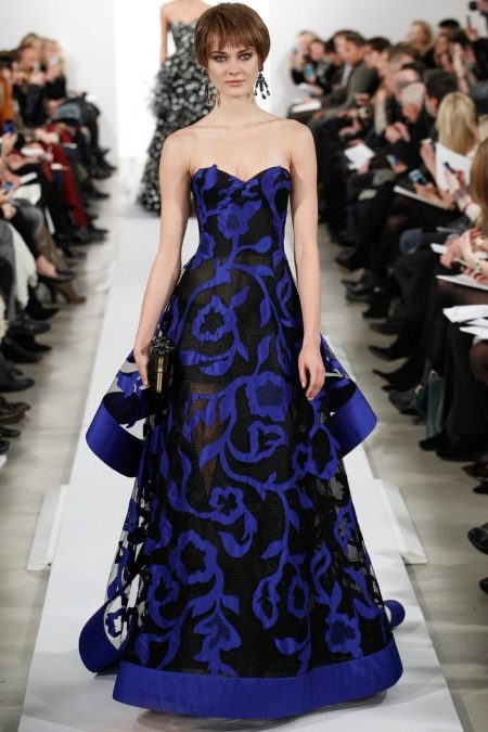Robe de soirée bleue et noire