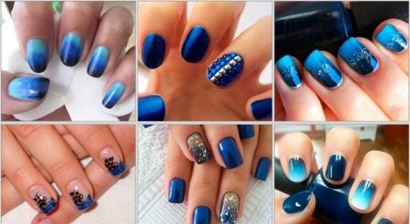 Manucure du soir sous une robe bleue