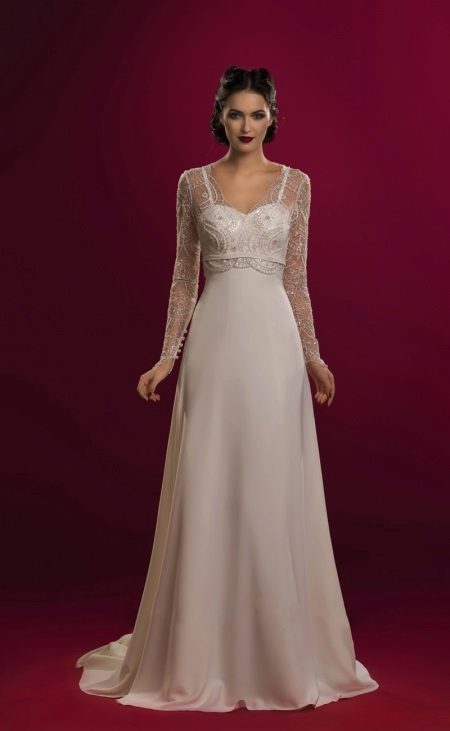 Robe de mariée Empire à manches longues