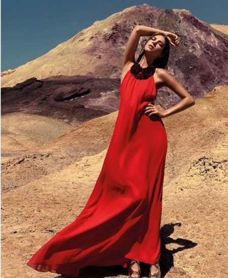 Robe d'été du soir au sol rouge
