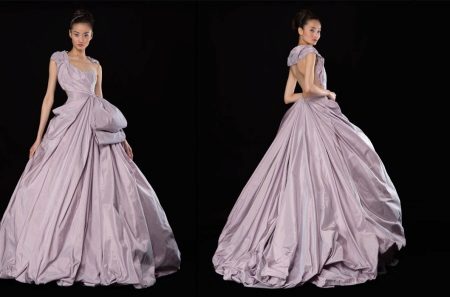 Robe de soirée en soie moelleuse violette