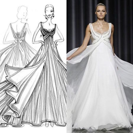 Esquisse d'une robe de soirée grecque
