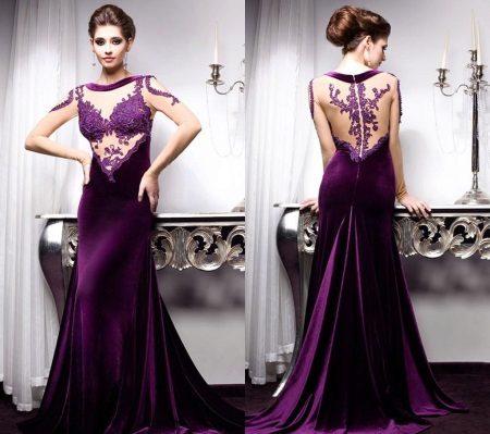 Aubergine Longue Robe De Velours