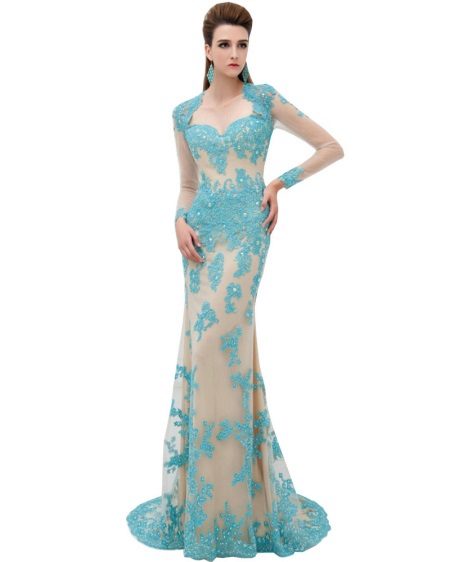 Robe turquoise avec l'effet d'une robe nue