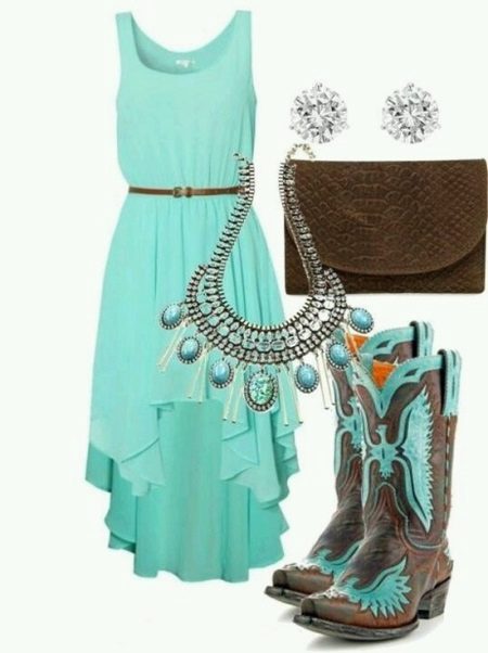 Accessoires de robe turquoise