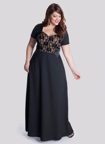 Robe de soirée pour le plein avec top en dentelle